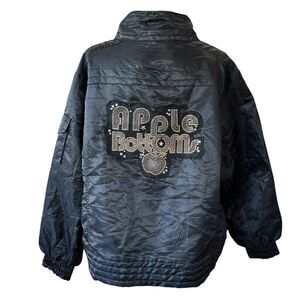 Apple‎ Bottoms Bomber Jacket Womens 3X Black Gold Studded Y2k Goth Hip Hop Club